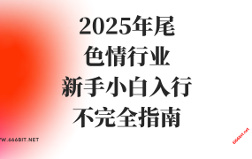 2025年尾色情行业新手小白入行不完全指南